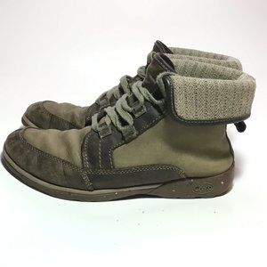 CHACO Barbary Fold-Over Leather Ankle Boots Green - Size 7.5 Women Arch Support